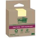 Post-it Super Sticky Notes Recycled, 70 feuilles, ft 76 x 76 mm, jaune, paquet de 3 blocs