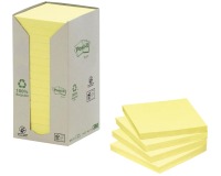Bloc-mémos Post-it 654 76x76mm recyclé jaune pastel 16 pièces