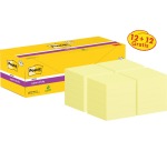 Post-it Super Sticky Notes, 90 Blatt, 76 x 76 mm, Gelb, Packung mit 12 + 12 gratis