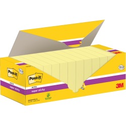 Post-it super Sticky notes, 90 feuilles, ft 76 x 76 mm, jaune, paquet de 12 + 12 gratuits