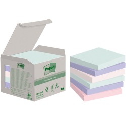 Post-it recycled notes Nature, 100 feuilles, ft76 x 76 mm, paquet de 6 blocs, couleurs assorties