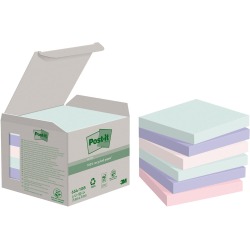 Post-it recycled notes Nature, 100 feuilles, ft76 x 76 mm, paquet de 6 blocs, couleurs assorties
