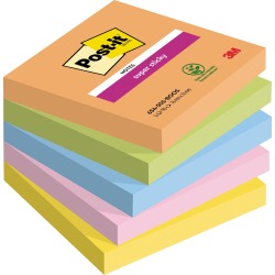 Post-it Super Sticky notes Boost, 90 feuilles, ft 76 x 76 mm, couleurs assorties, paquet de 5 blocs