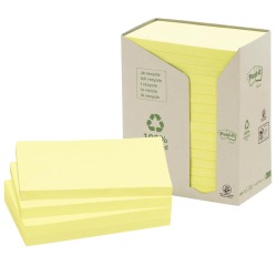 Post-it Recycled notes, 100 feuilles, ft 76 x 127 mm, jaune, paquet de 16 blocs