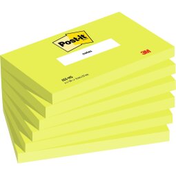 Post-it Notes, 100 feuilles, ft 76 x 127 mm, vert néon, paquet de 6 blocs