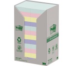 Post-it recycled notes Nature, 100 vel, ft 38 x 51 mm, pak van 24 blokken, geassorteerde kleuren