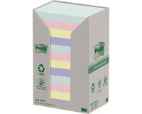 Recycled Post-it Notes Nature, 100 sheets, size 38 x 51 mm, pack of 24 pads, assorted colors