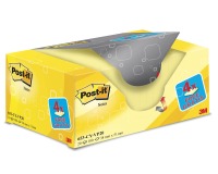 Post-it Notes, ft 38 x 51 mm, geel, blok van 100 vel, pak van 18 + 6 gratis
