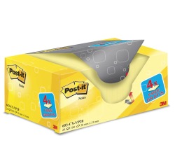 Pack of 18 yellow repositionable Post-it notes 38 x 51 mm - block of 100 sheets + 6 free