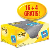 Pack 18 notes repositionnables jaunes Post-it 38 x 51 mm - bloc de 100 feuilles + 6 offertes