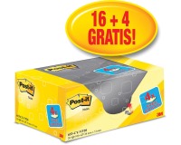 En_bloc de notas adhesivas quita y pon post-it amarillo canario 38x51 mm pack promocional 16+4 gratis
