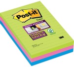 Memoblok Post-it 660 Super Sticky 102x152mm lijn rainbow 3 stuks
