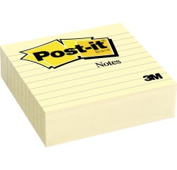 Post-it Notes, ft 101 x 101 mm, jaune, ligné, bloc de 300 feuilles