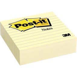 Post-it Notes, ft 101 x 101 mm, jaune, ligné, bloc de 300 feuilles