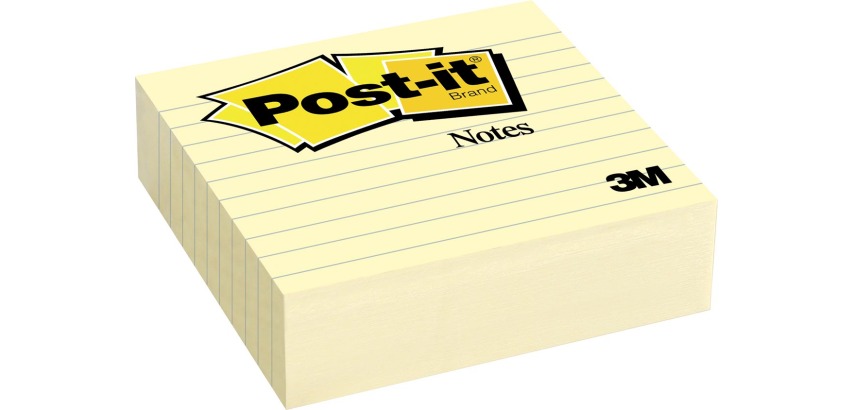 Post-it Notes, 101 x 101 mm, gelb, liniert, Block mit 300 Blatt