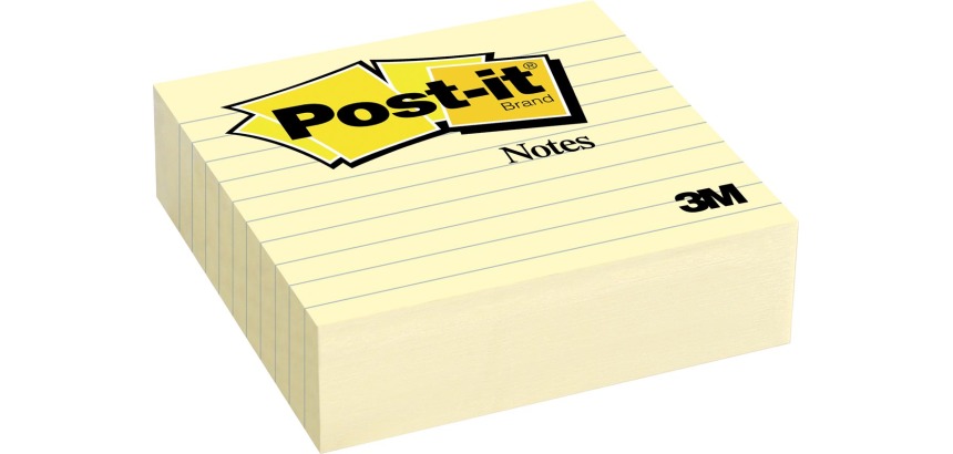 Post-it Notes, 101 x 101 mm, yellow, lined, pad of 300 sheets