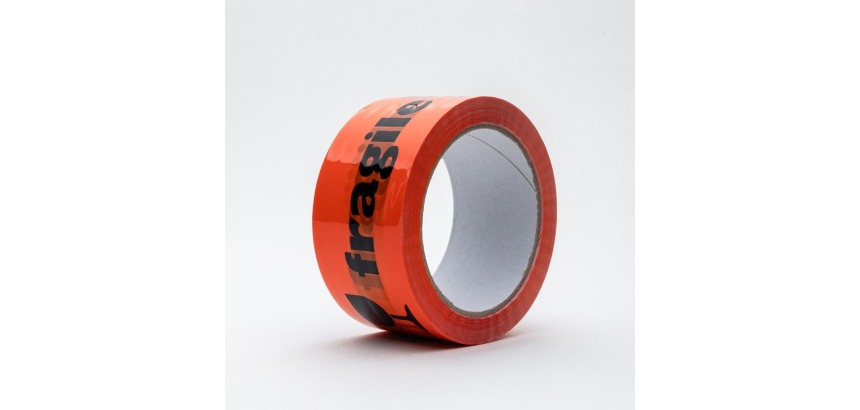 Rillprint PP packing adhesive tape: fragile, ft 48 mm x 66 m, orange