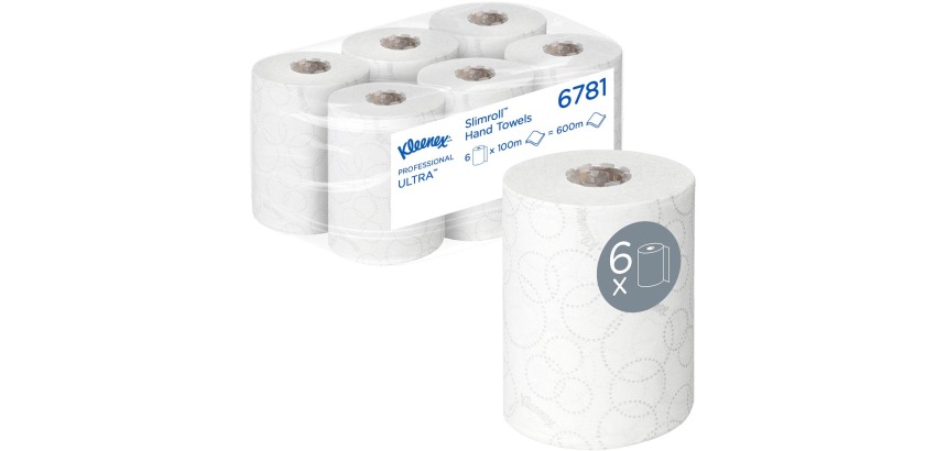 Kleenex essuie-mains Ultra Slimrol, 2 plis, 100 m par rouleau, paquet de 6 rouleaux
