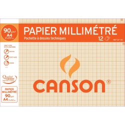 Papier millimétré, A4, 90 g/m2, couleur: