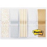 Post-it Page Markers 684 12mmx43mm Metallic Gold Silver Pattern