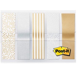Marques-pages Post-it 684 12mmx43mm motif métallique or argent