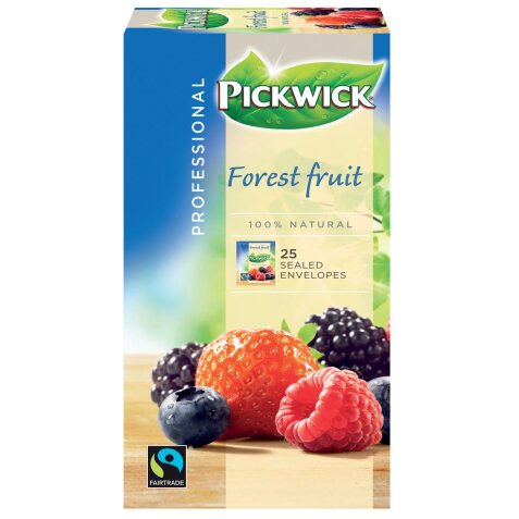 Pickwick thee, bosvruchten, fairtrade, pak van 25 zakjes