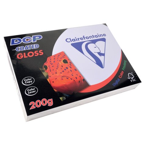 Clairefontaine DCP presentatiepapier coated gloss ft A4, 200 g, pak van 250 vel