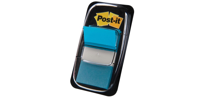 Standard Post-it Index, 25.4 x 43.2 mm, dispenser with 50 tabs, turquoise