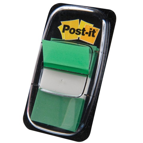 Post-it index standaard, ft 24,4 x 43,2 mm, houder met 50 tabs, groen