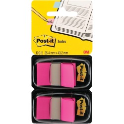 Post-it index standaard, ft 24,4 x 43,2 mm, houder met 2 x 50 tabs, roze