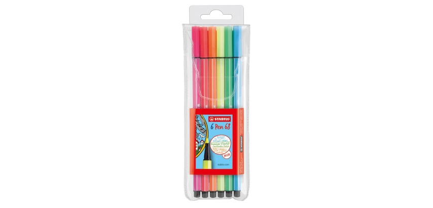 STABILO Pen 68 Neon, set of 6 markers in assorted colors