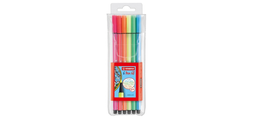 STABILO Pen 68 Neon, set of 6 markers in assorted colors