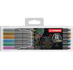 Feutre STABILO Pen 68/06 Medium Metallic étui 6 couleurs