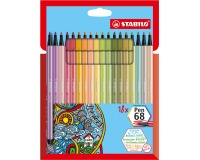 Viltstift STABILO Pen 68 8 medium soft assorti etui à 18 stuks