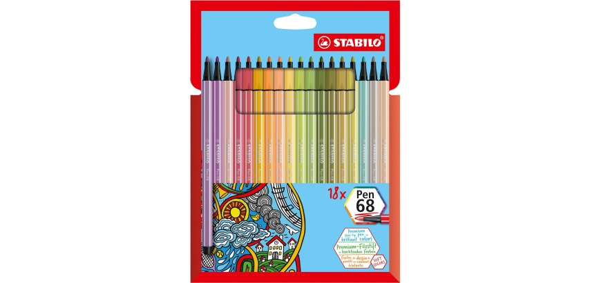 Feutre Stabilo Pen 68 étui 18 nouvelles couleurs