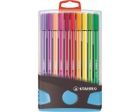 STABILO Pen 68, ColorParade, boîte bleu-gris, 20 pièces en couleurs assorties