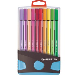 STABILO Pen 68, ColorParade, boîte bleu-gris, 20 pièces en couleurs assorties
