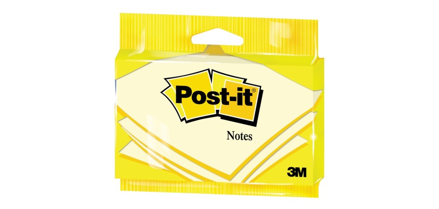 Post-it Notes, 100 vel, ft 76 x 127 mm, geel, op blister