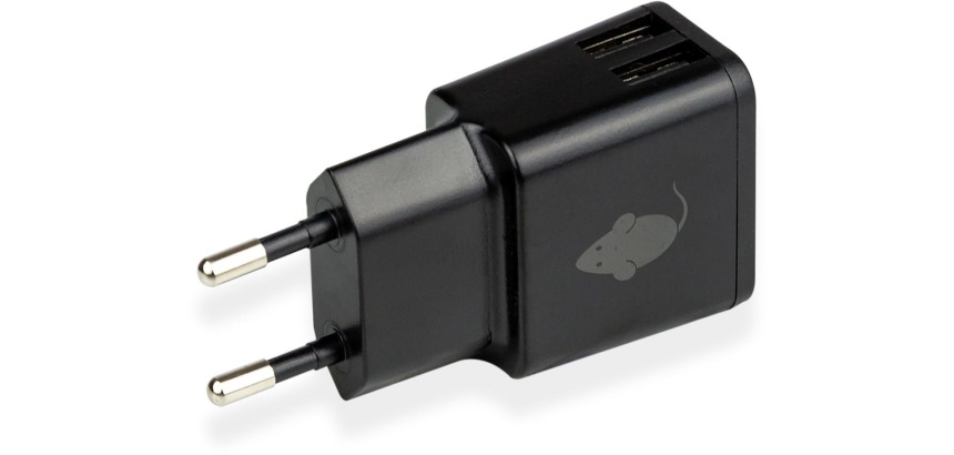 Chargeur Green Mouse USB-A 2 ports 2.4A noir