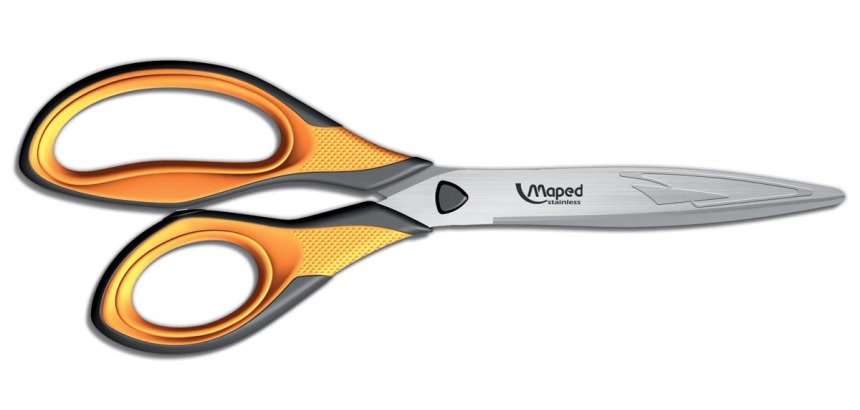 Maped ciseaux Ultimate, ft 21 cm, droite en gauche, bouts pointus, oranje, inox, blister de 1 pièce