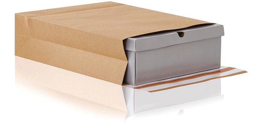 e-Green flat-bottom pouch, size 350 x 450 x 120 + 100 mm, box of 200 pieces