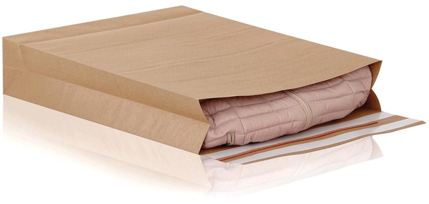 e-Green flat-bottom pouch, size 400 x 500 x 100 + 100 mm, box of 100 pieces