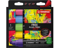 Acrylmarker STABILO  Free Acrylic T800C Seaside assorti 5 stuks