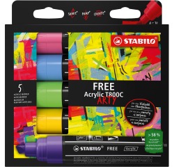 Marqueur peinture STABILO Free Acrylic T800C Seaside assorti 5 pièces