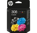 HP inktcartridge 308, 120 - 160 pagina's, OEM 6L6S6UE, zwart + 3 kleuren