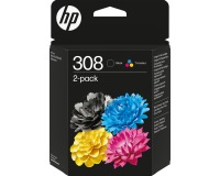 HP 308 Doppelpack Original-Tintenpatronen Schwarz/Dreifarbig