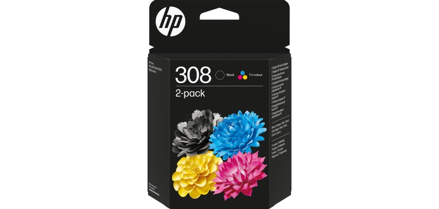 HP inktcartridge 308, 120 - 160 pagina's, OEM 6L6S6UE, zwart + 3 kleuren