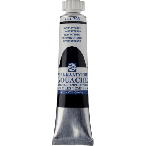 Talens plakkaatverf Extra Fijn tube van 20 ml, zwart intenso