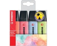 STABILO BOSS ORIGINAL Pastel markeerstift, etui van 4 stuks in geassorteerde kleuren