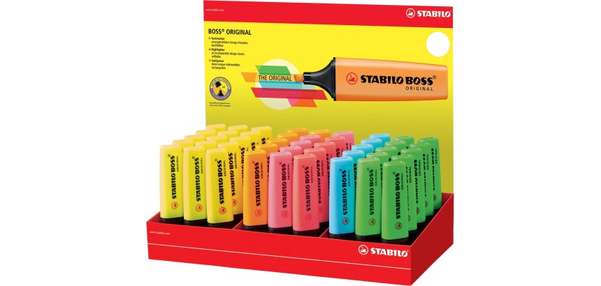 STABILO BOSS ORIGINAL markeerstift, display van 45 stuks in 6 geassorteerde kleuren